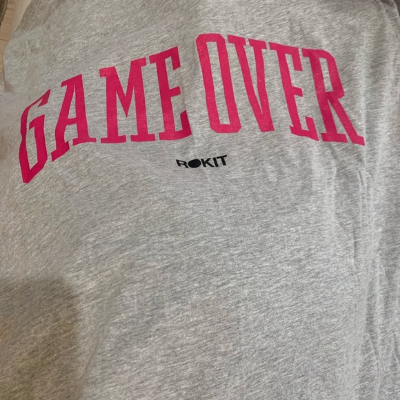 -New With Tags Rokit Mens Graphic Game Over Gray T Shirt Size XL - Picture 6 of 7